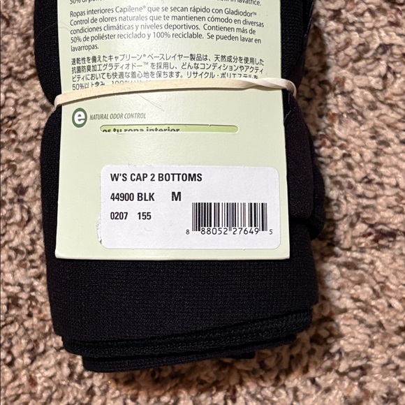 NWT Patagonia Womens Medium Capilene 2 Base Layer Thermal Bottoms Black Pants M - Picture 4 of 6